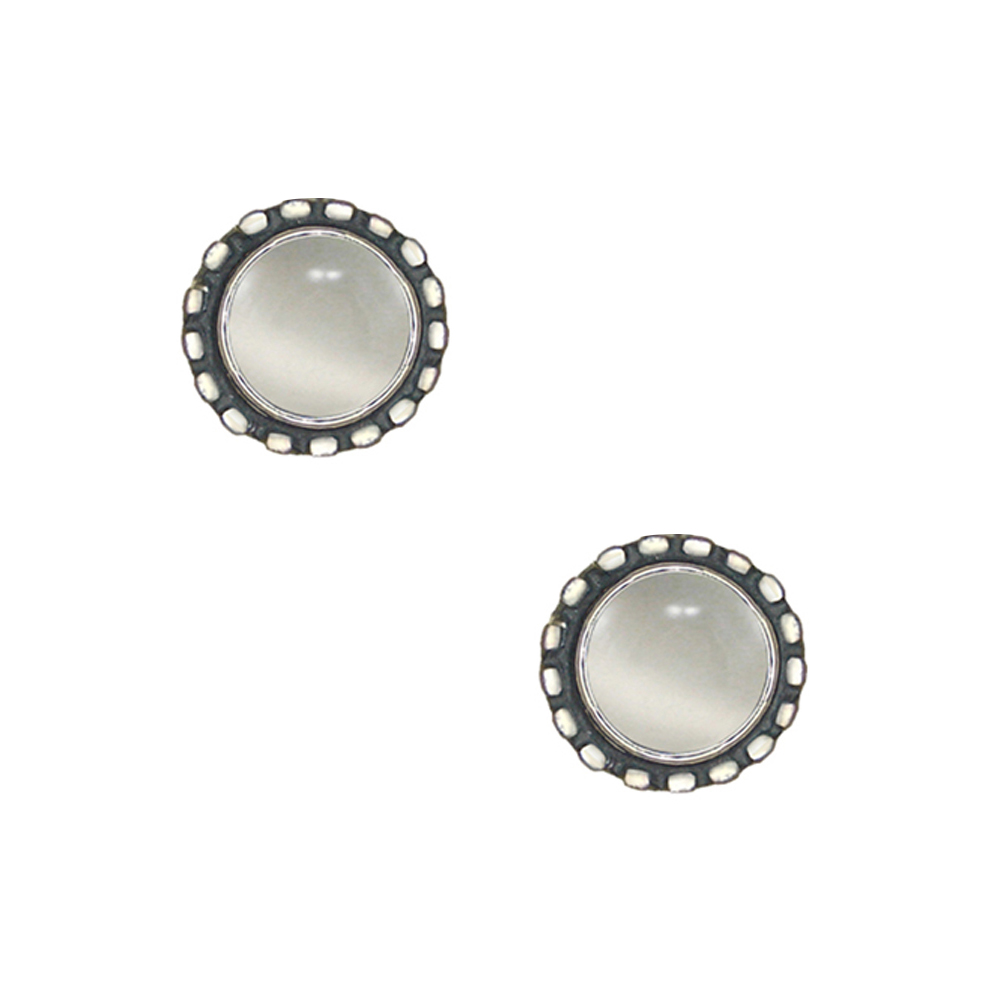 Sterling Silver Petite White Moonstone Post Stud Earrings